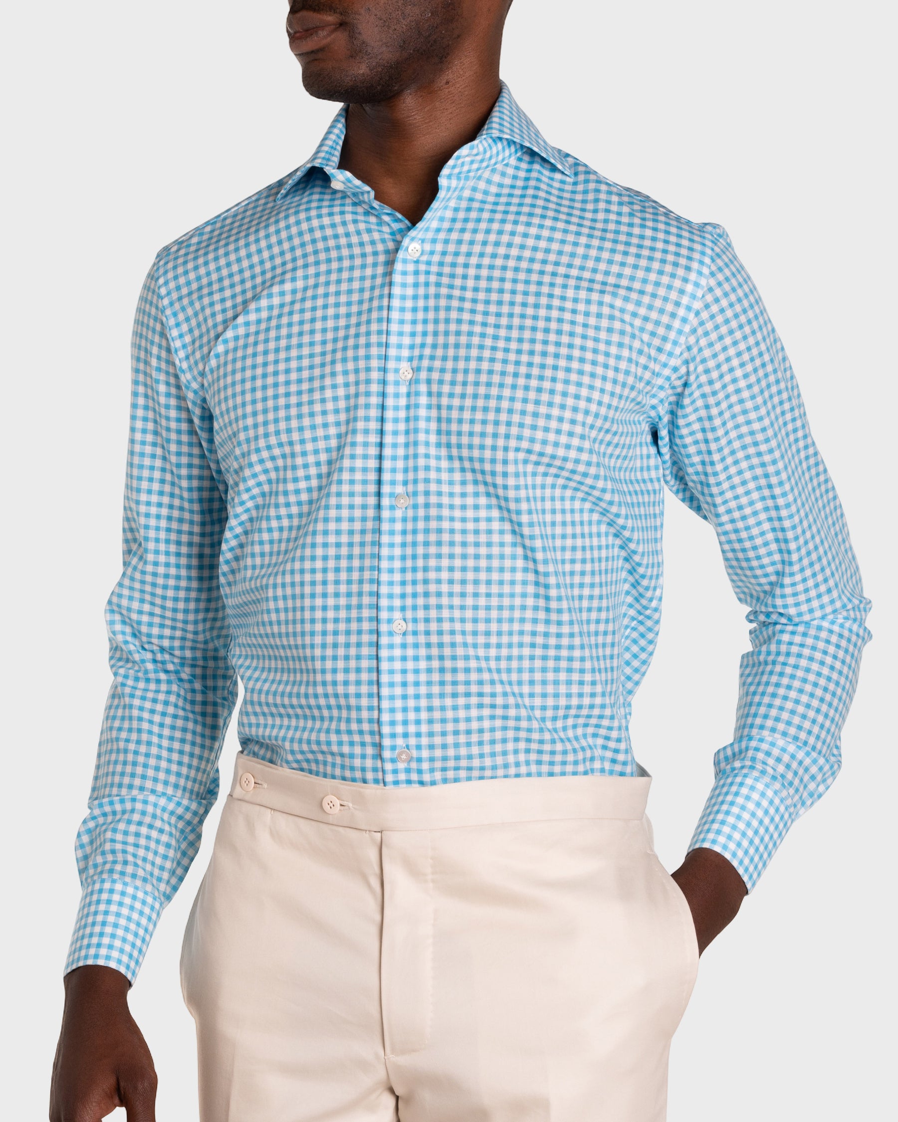 Camicia Quadri Chambray Oxford