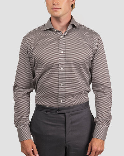 Brown White Jersey Striped Shirt