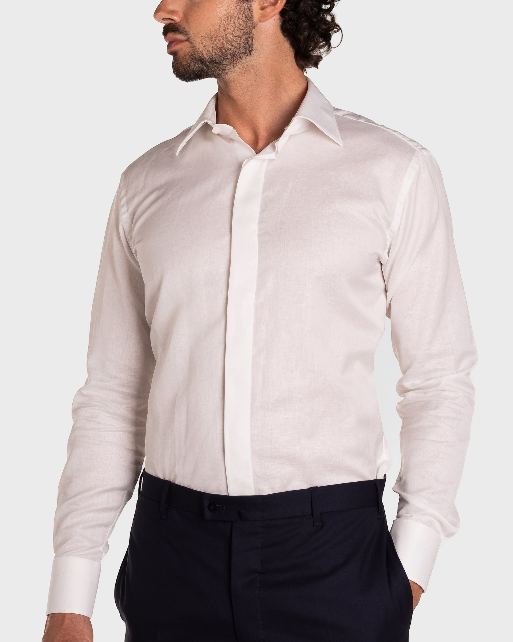 Camicia Voile Cotone Fly Front