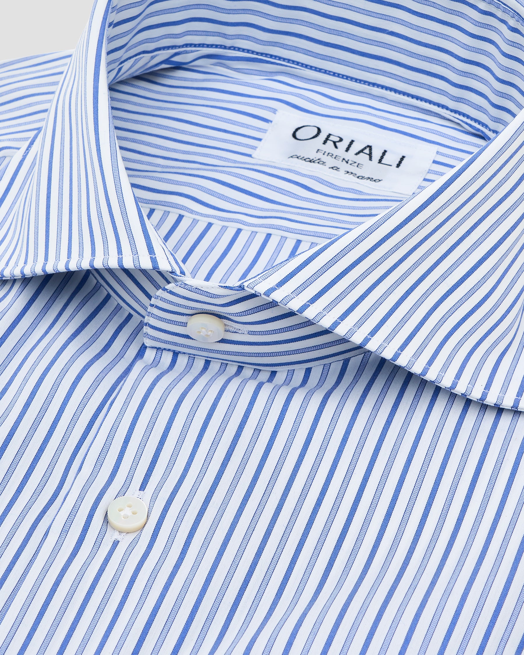 Camicia A Righe Signature Popeline Celeste