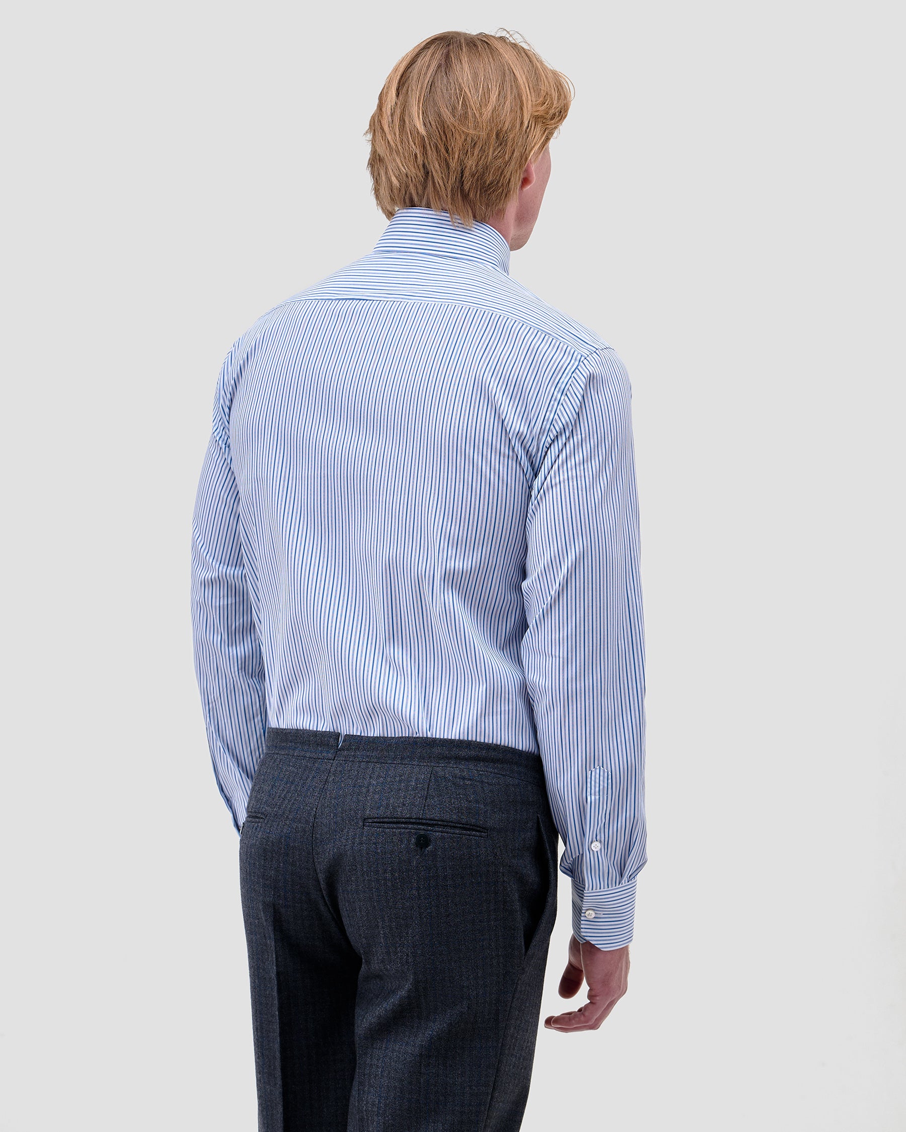 Camicia A Righe Signature Popeline Celeste