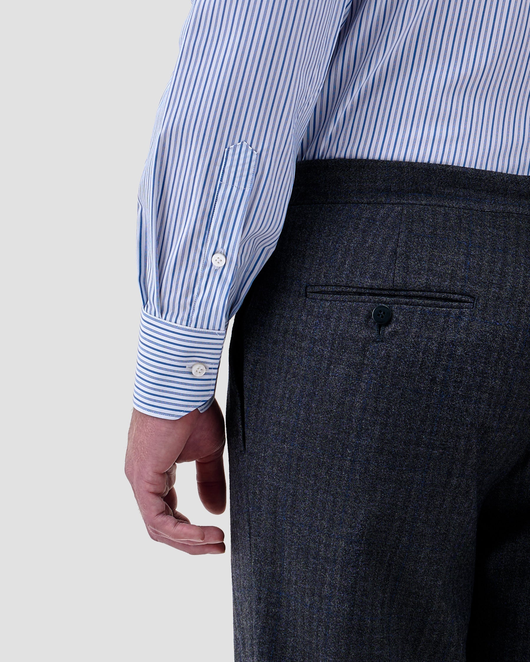 Camicia A Righe Signature Popeline Celeste
