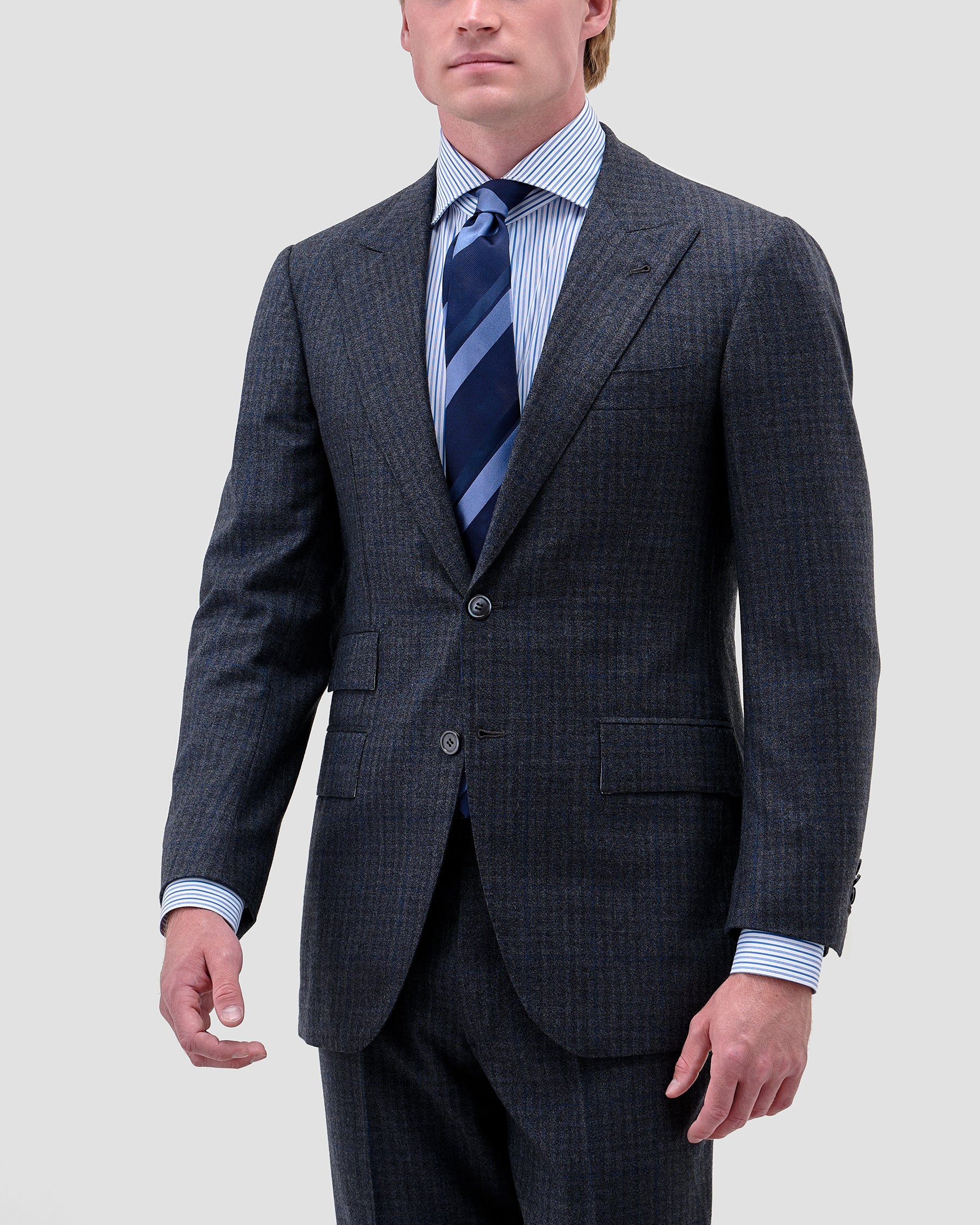 Camicia A Righe Signature Popeline Celeste