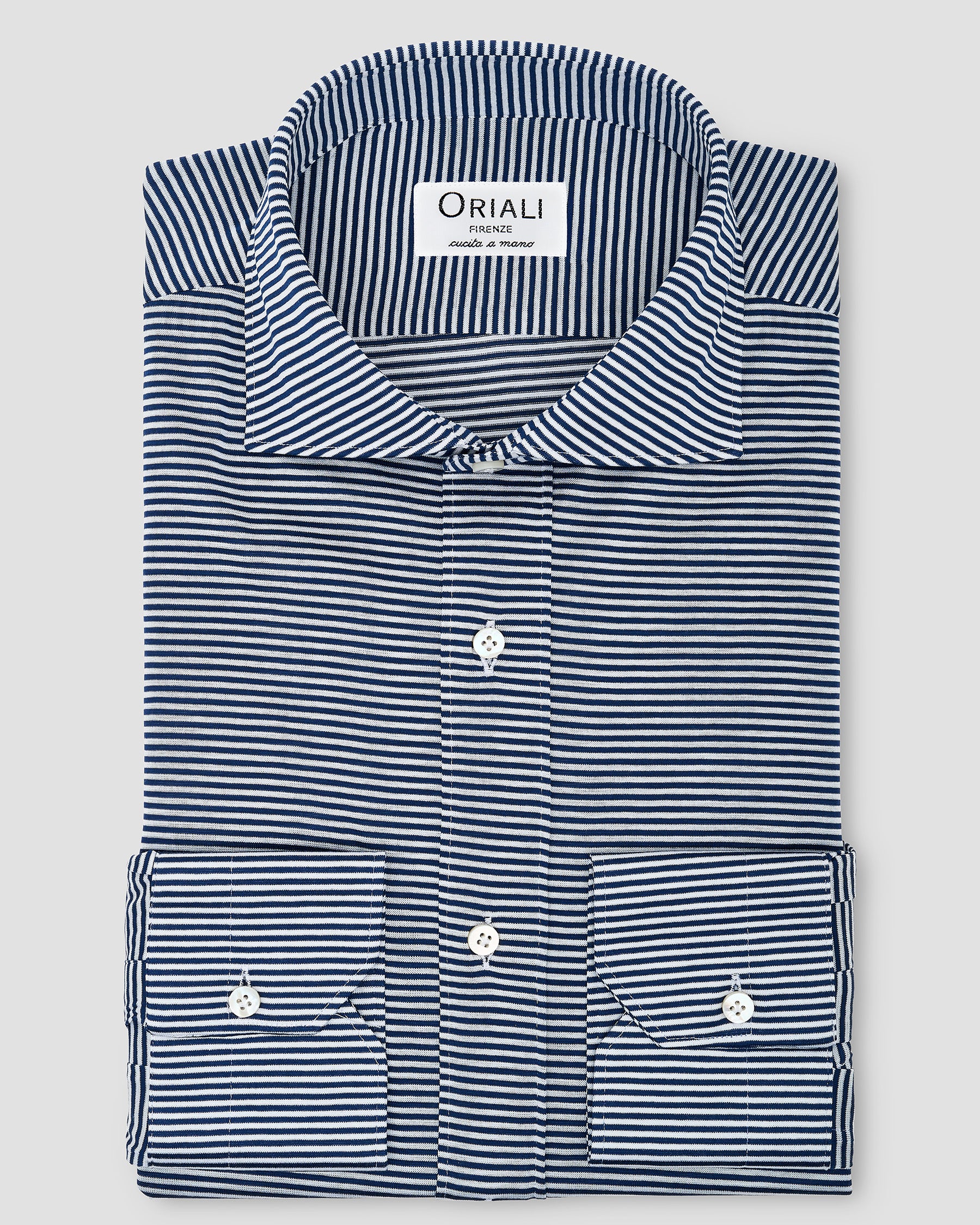 Camicia Righe Navy Blu Jersey
