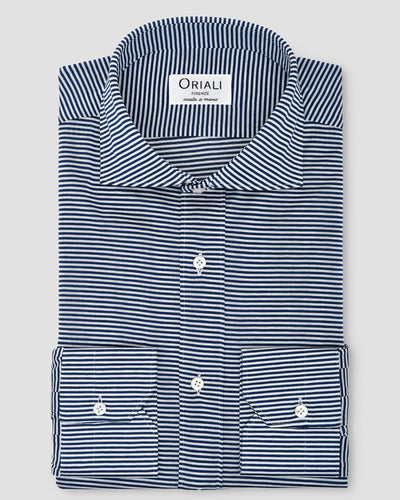 Camicia Righe Navy Blu Jersey