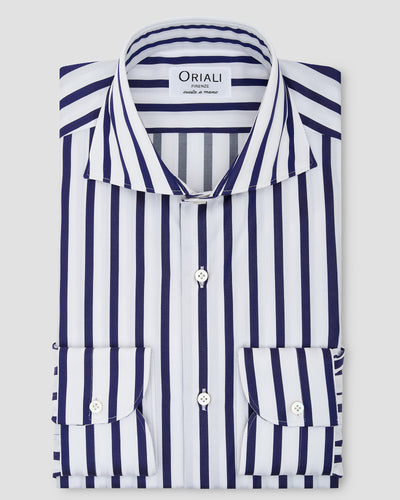 Camicia Righe  Navy Popeline