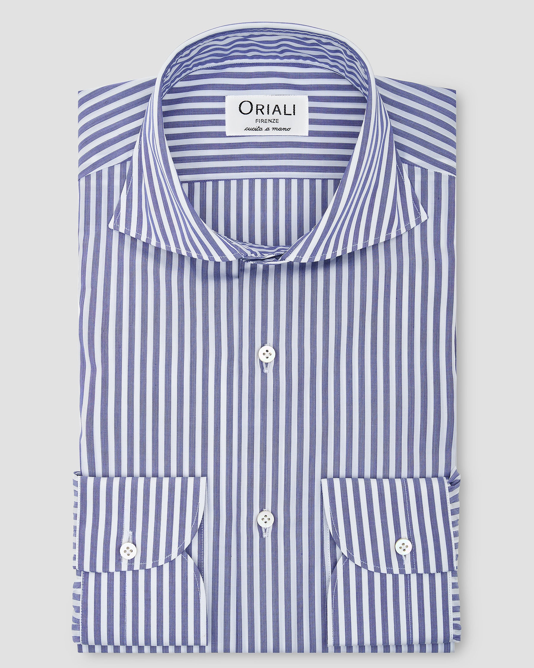 Camicia A Righe Blue Signature Popeline