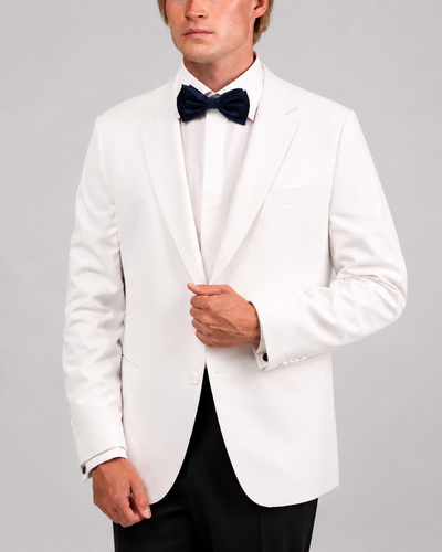 White Herringbone Fly Front Signature Twill Shirt