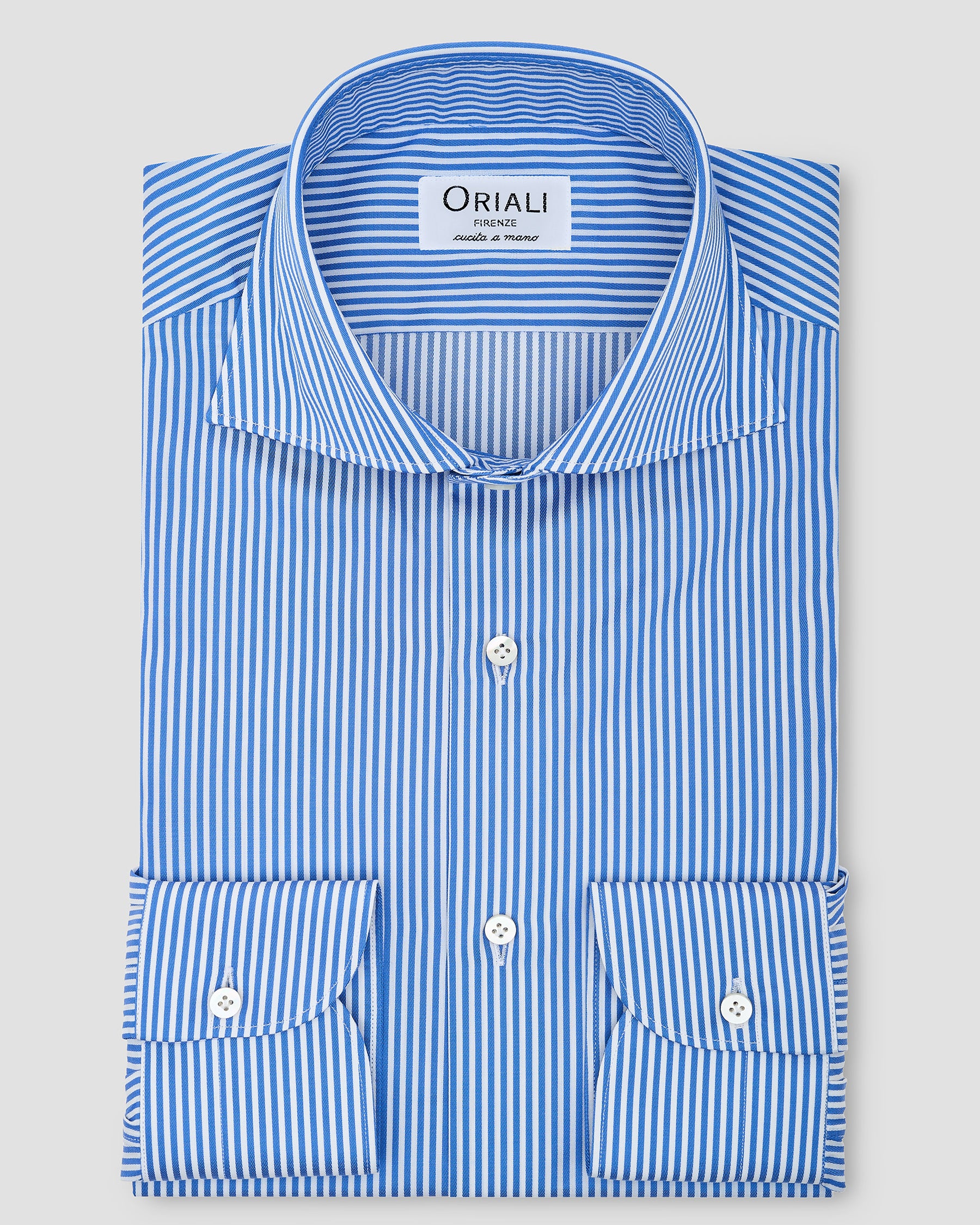 Camicia A Righe Azzurro Satin