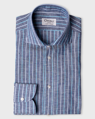 Blue Striped Linen Shirt