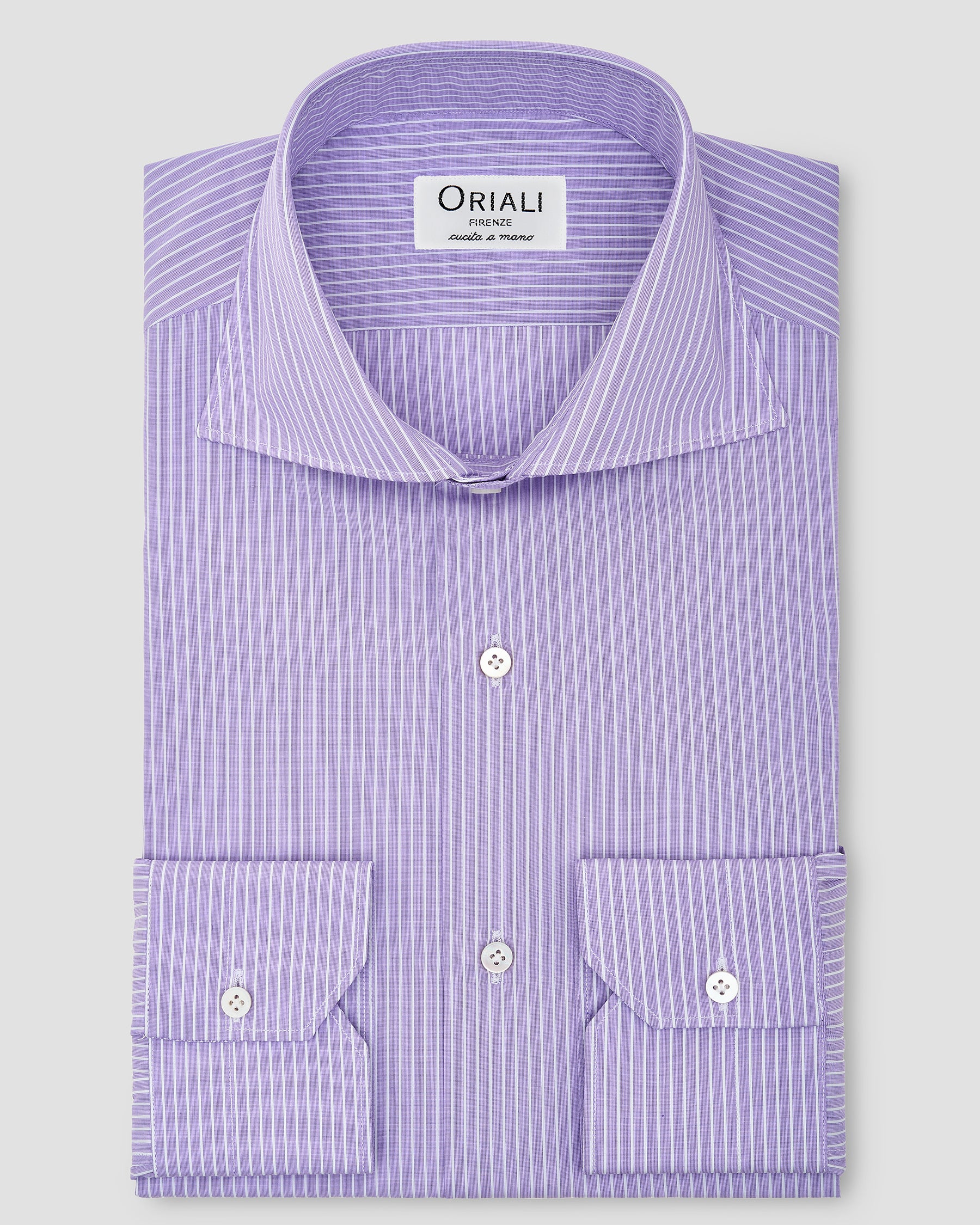 Camicie A Righe Lavanda Popeline