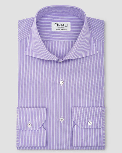 Camicie A Righe Lavanda Popeline
