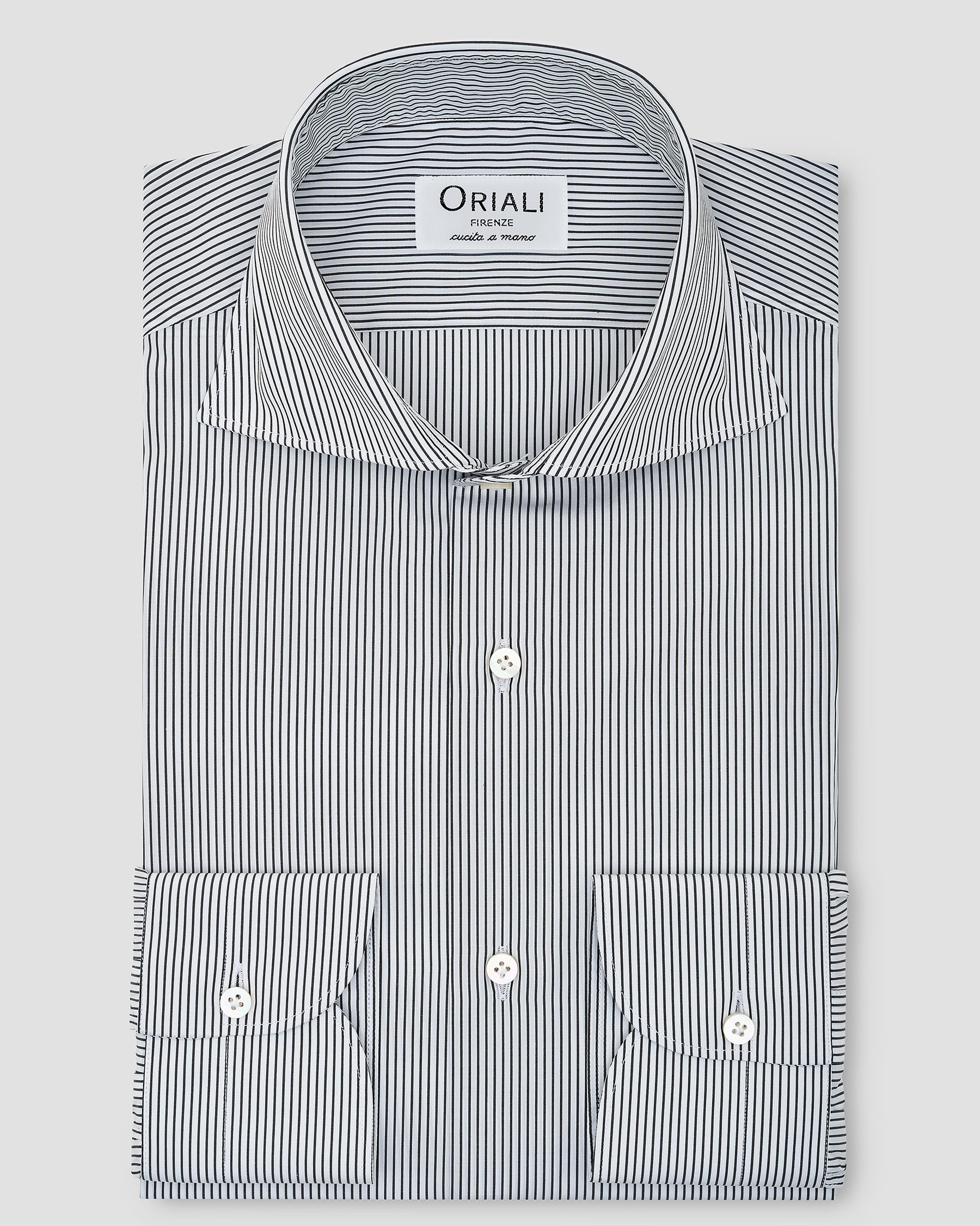 Camicia A Righe Sottili Classica Popeline