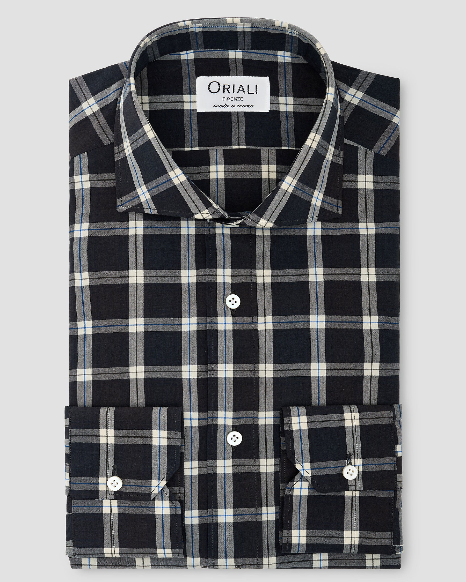 Camicia Quadri Nero e Bianco Popeline
