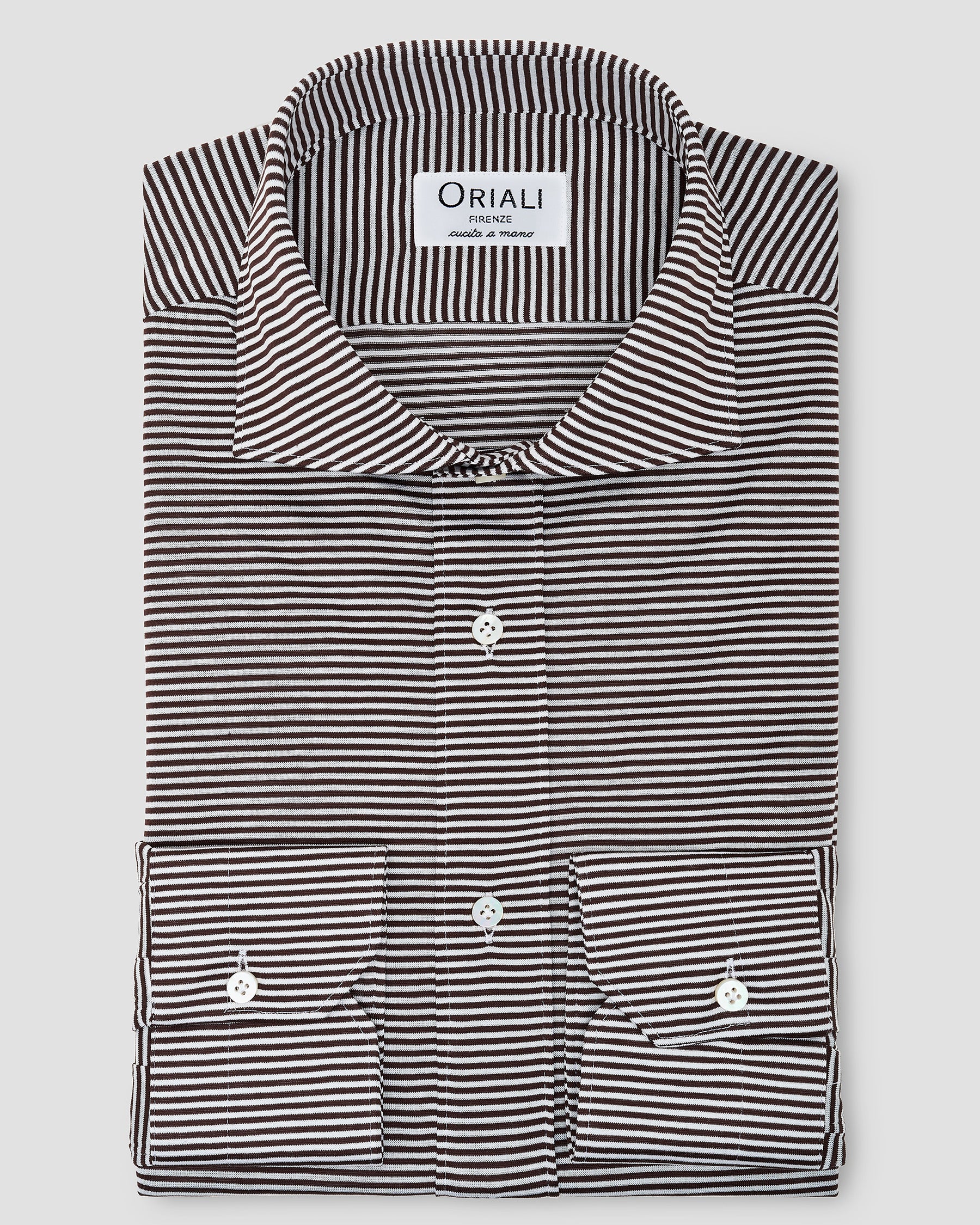 Camicia Righe Marrone Bianco Jersey