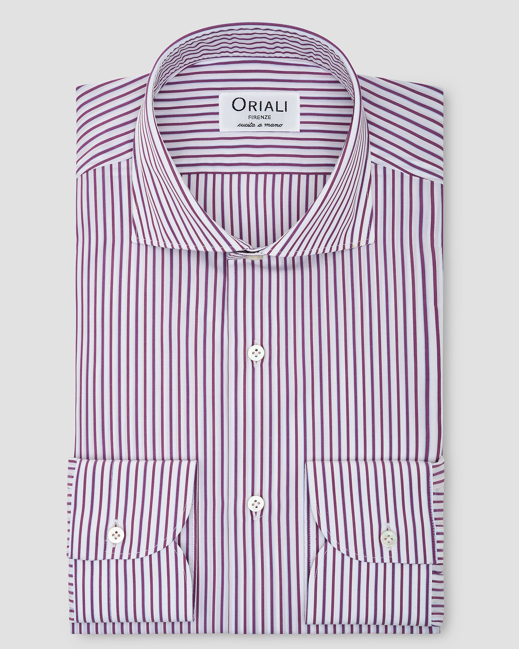 Camicia A Righe Viola Popeline