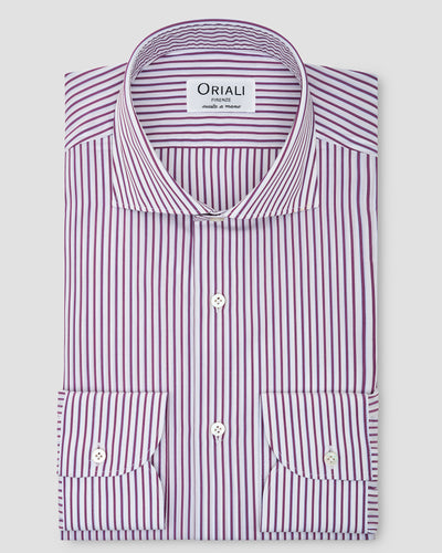 Purple Striped Poplin Shirt