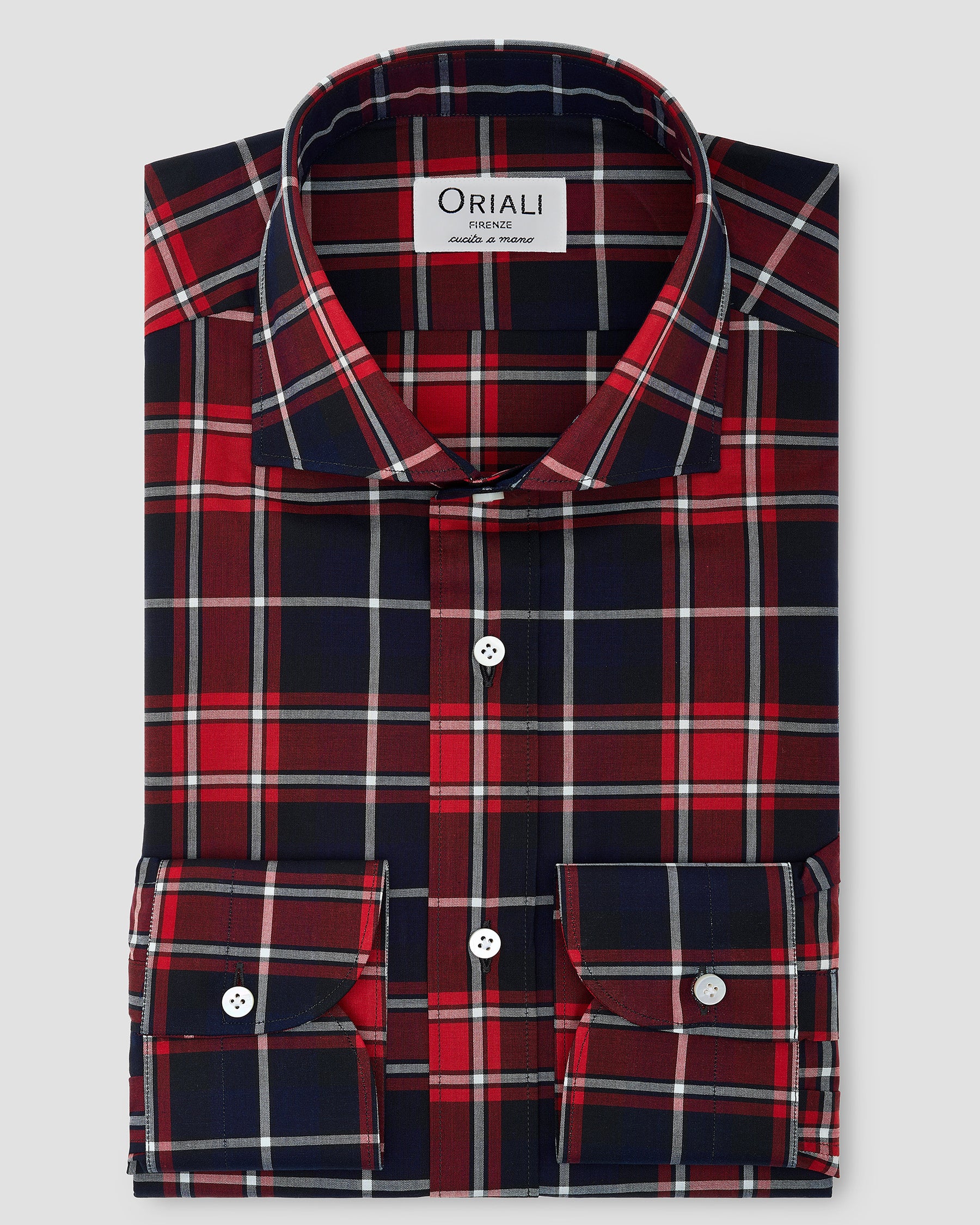 Camicia Quadri Rosso e Blu Signature Popeline