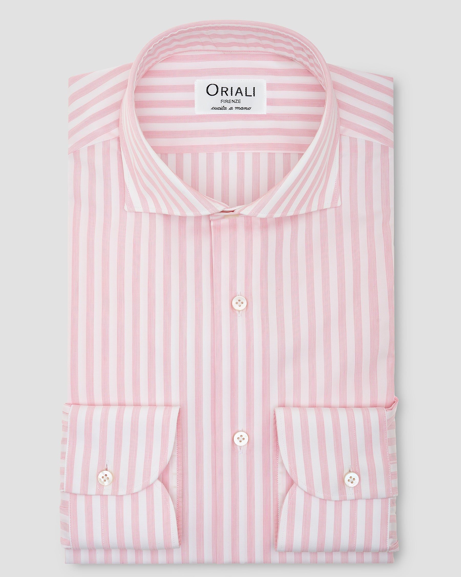 Camicia A Righe Rosa Popeline