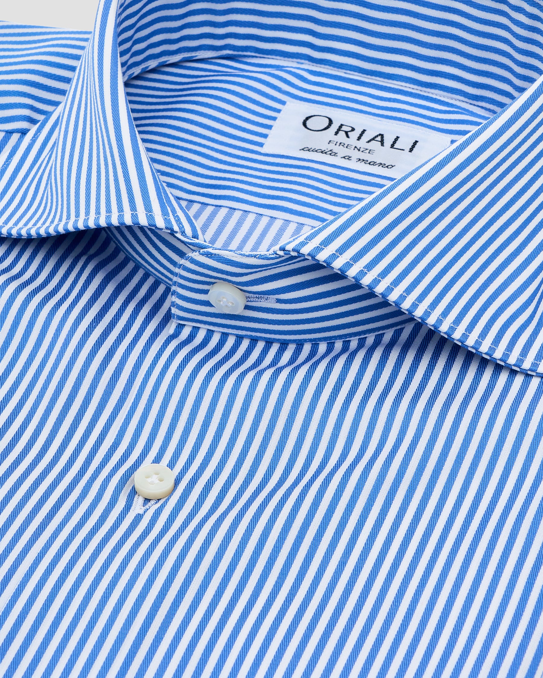 Camicia A Righe Azzurro Satin