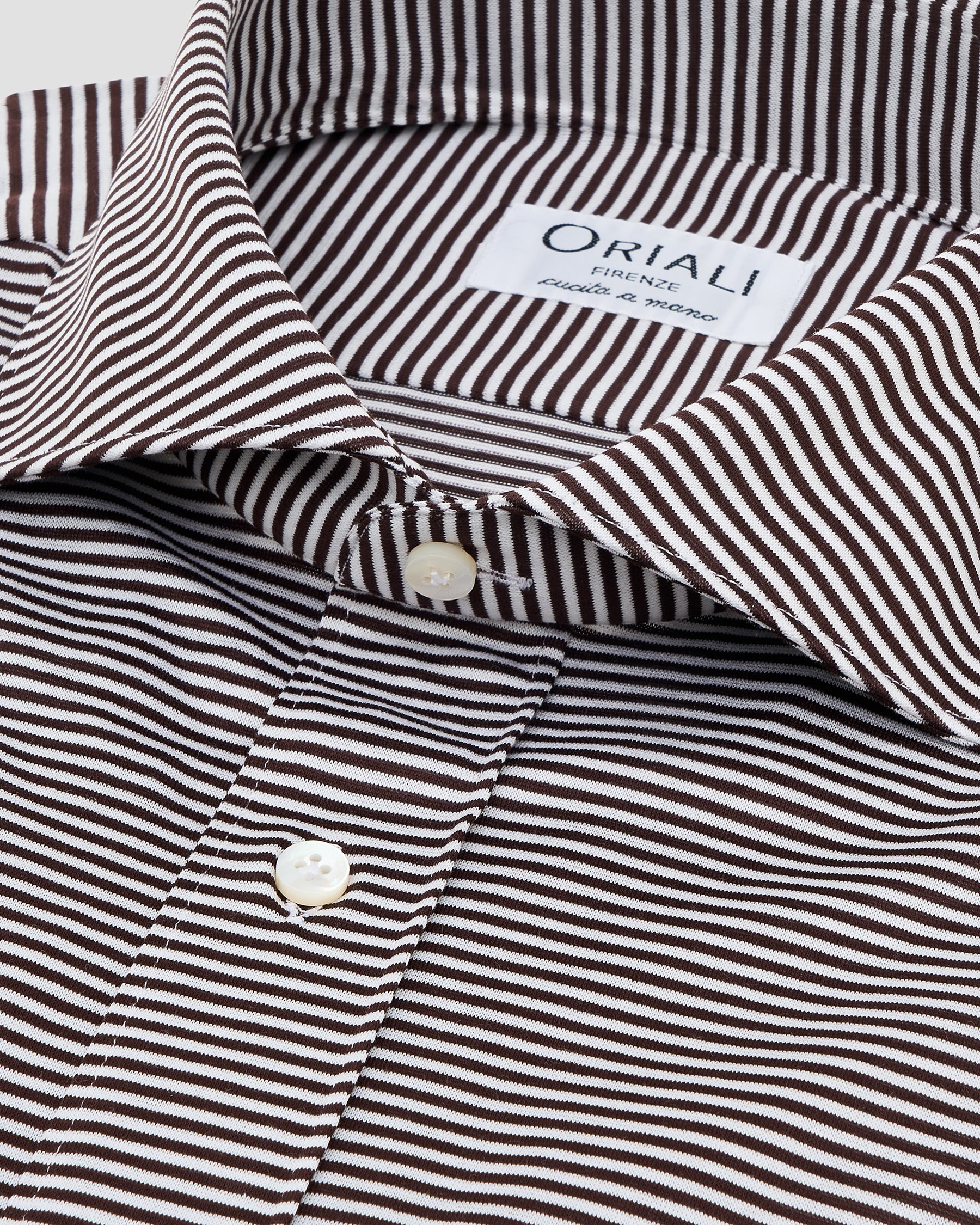 Camicia Righe Marrone Bianco Jersey