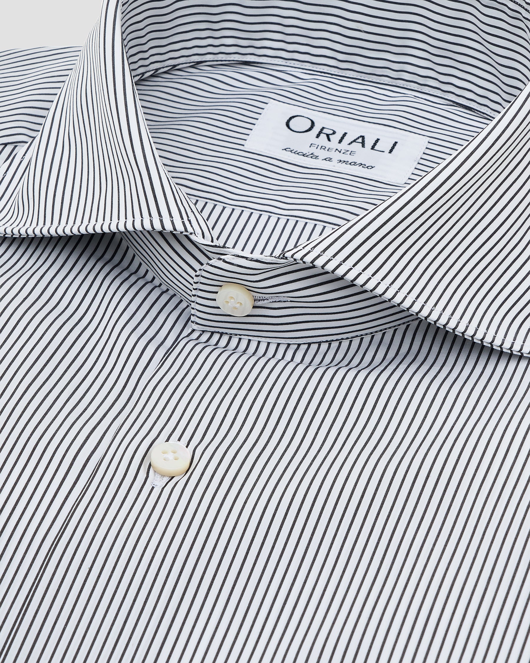 Camicia A Righe Sottili Classica Popeline