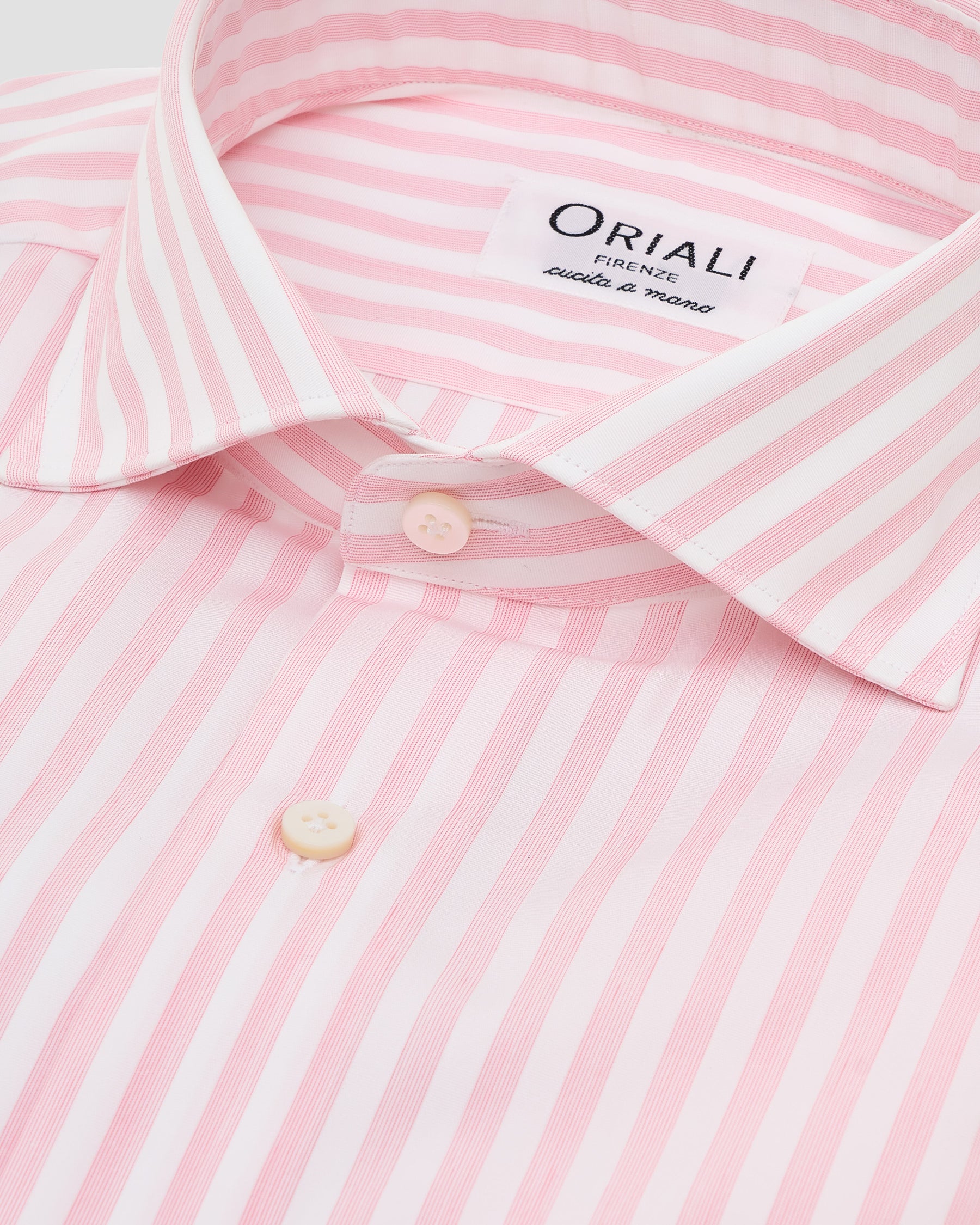 Camicia A Righe Rosa Popeline