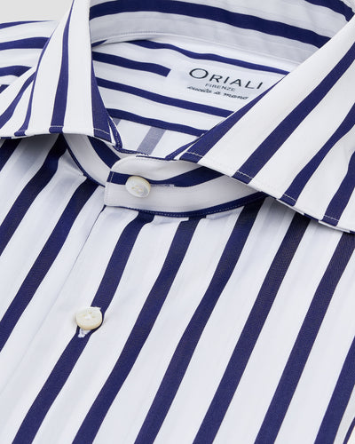 Camicia Righe  Navy Popeline