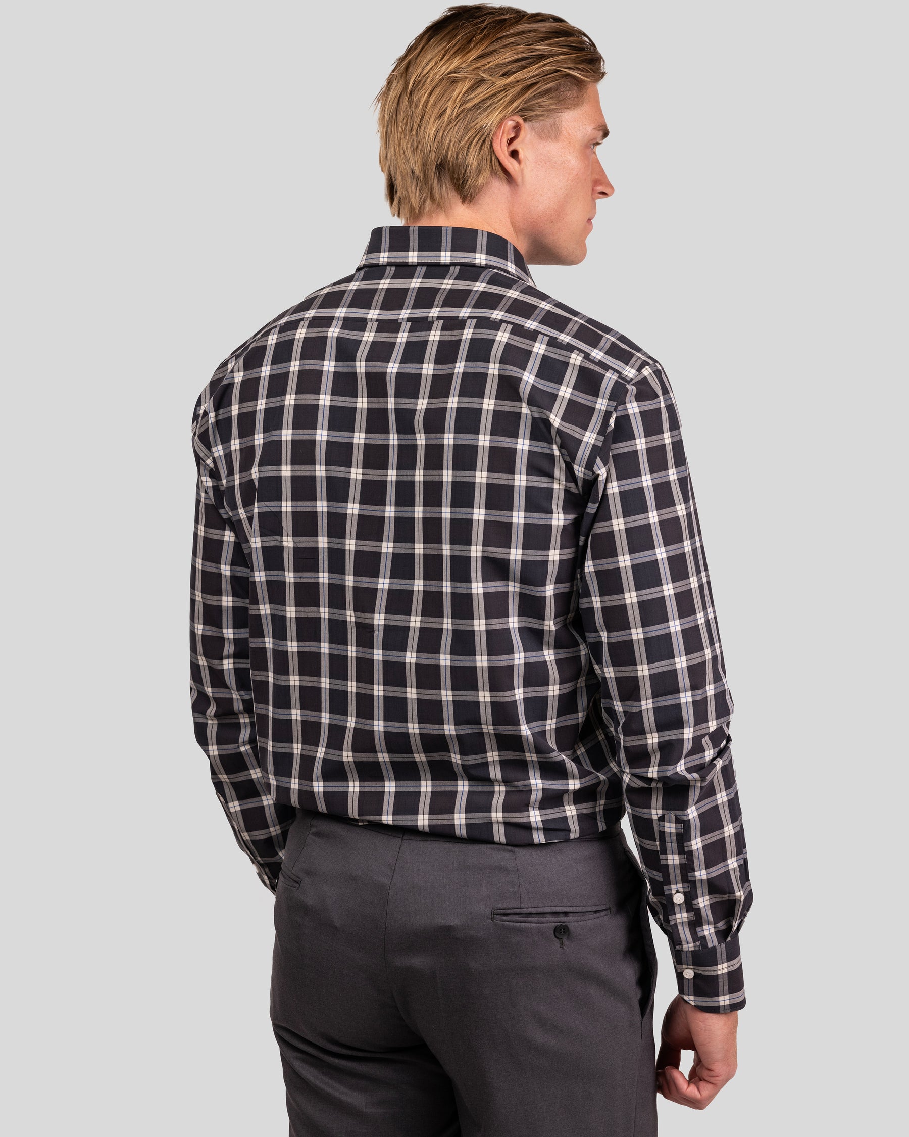 Camicia Quadri Nero e Bianco Popeline