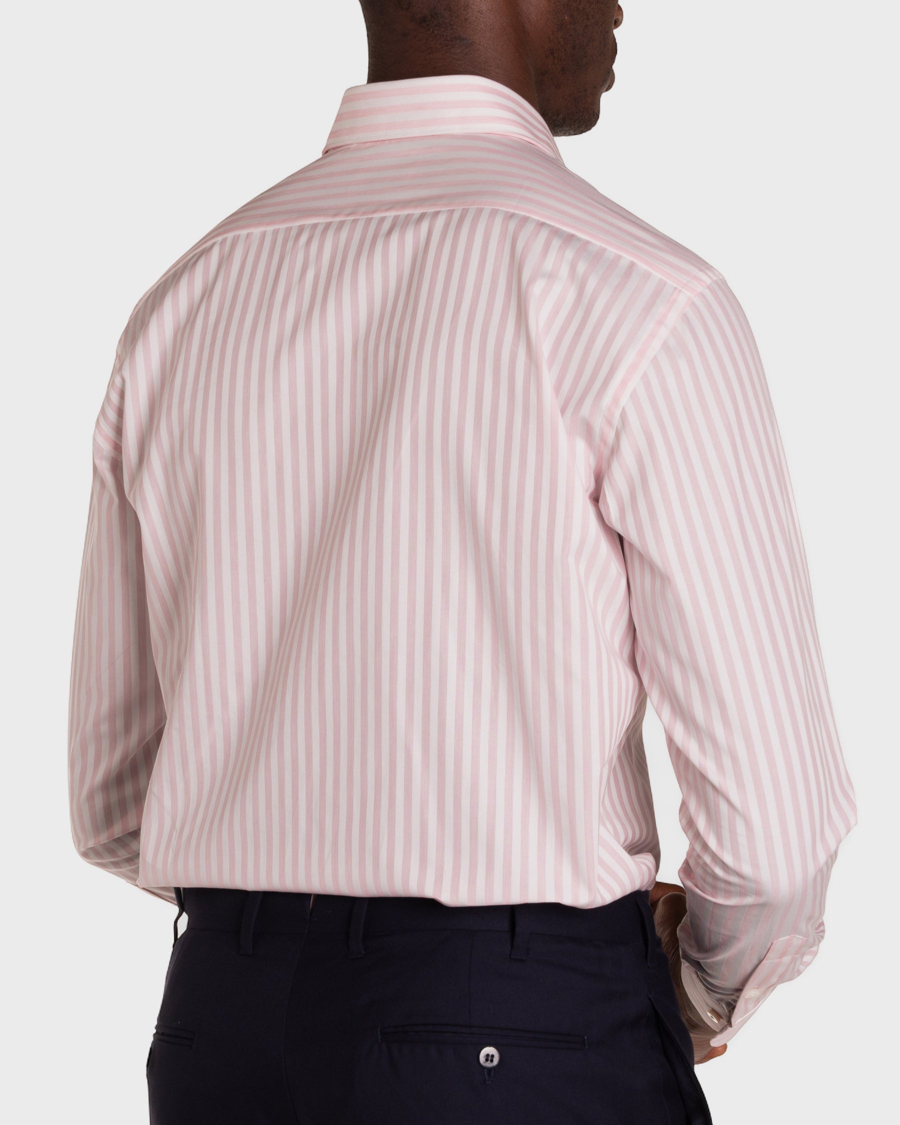 Camicia A Righe Rosa Popeline