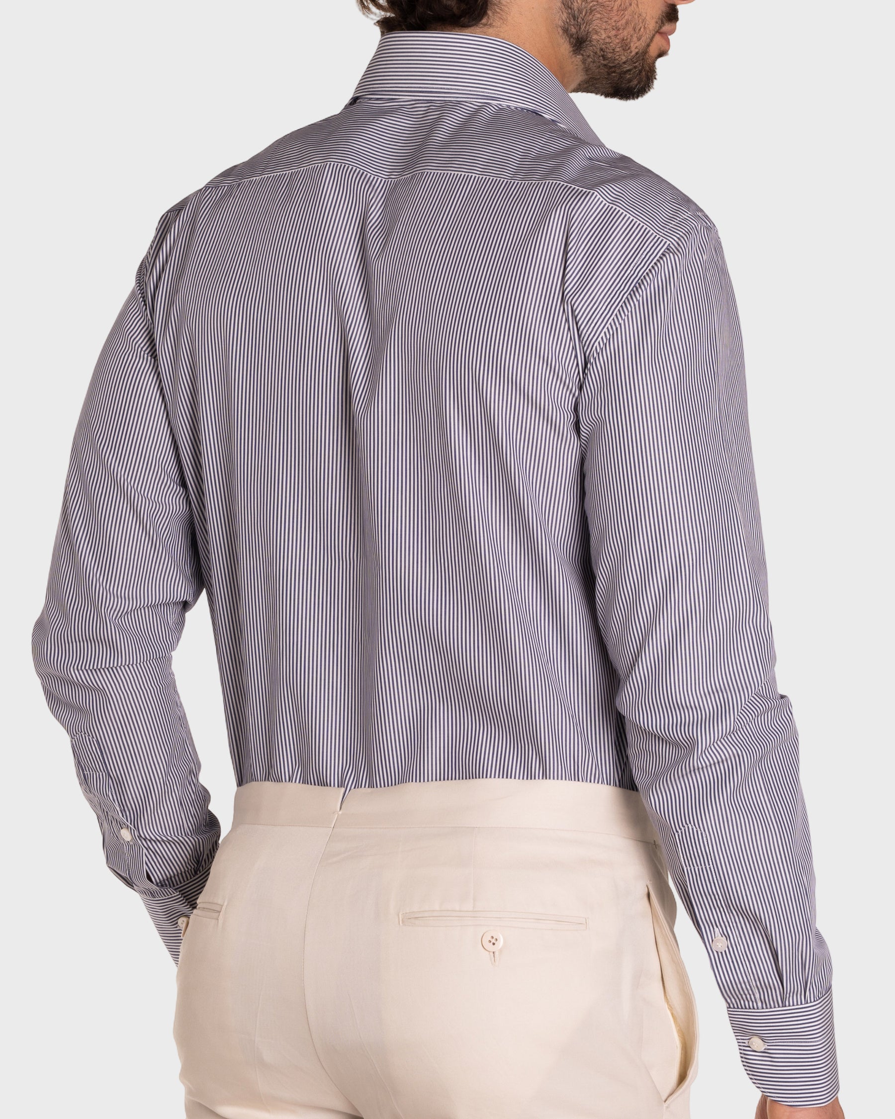 Camicia A Righe Sottili Popeline
