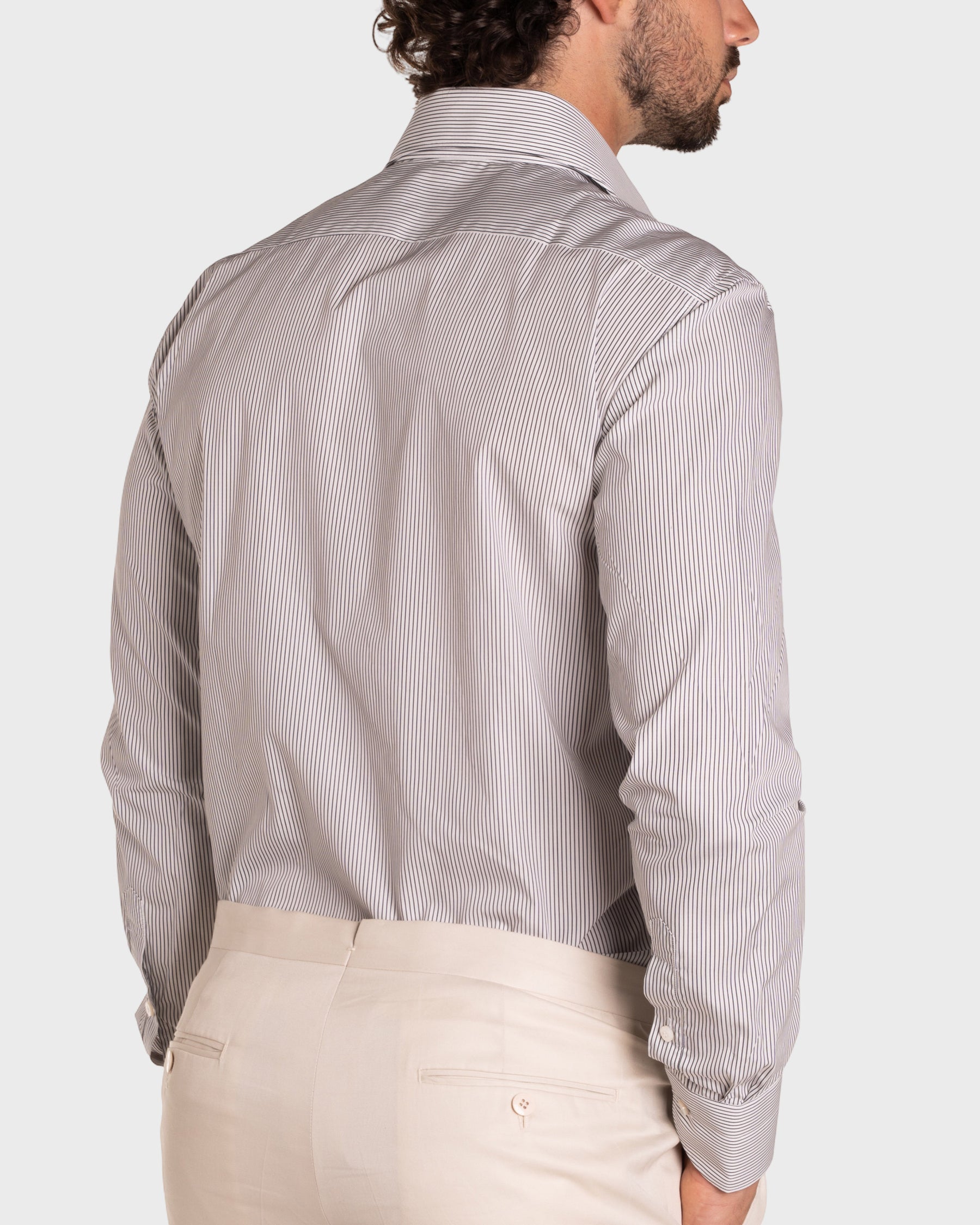 Camicia A Righe Sottili Classica Popeline