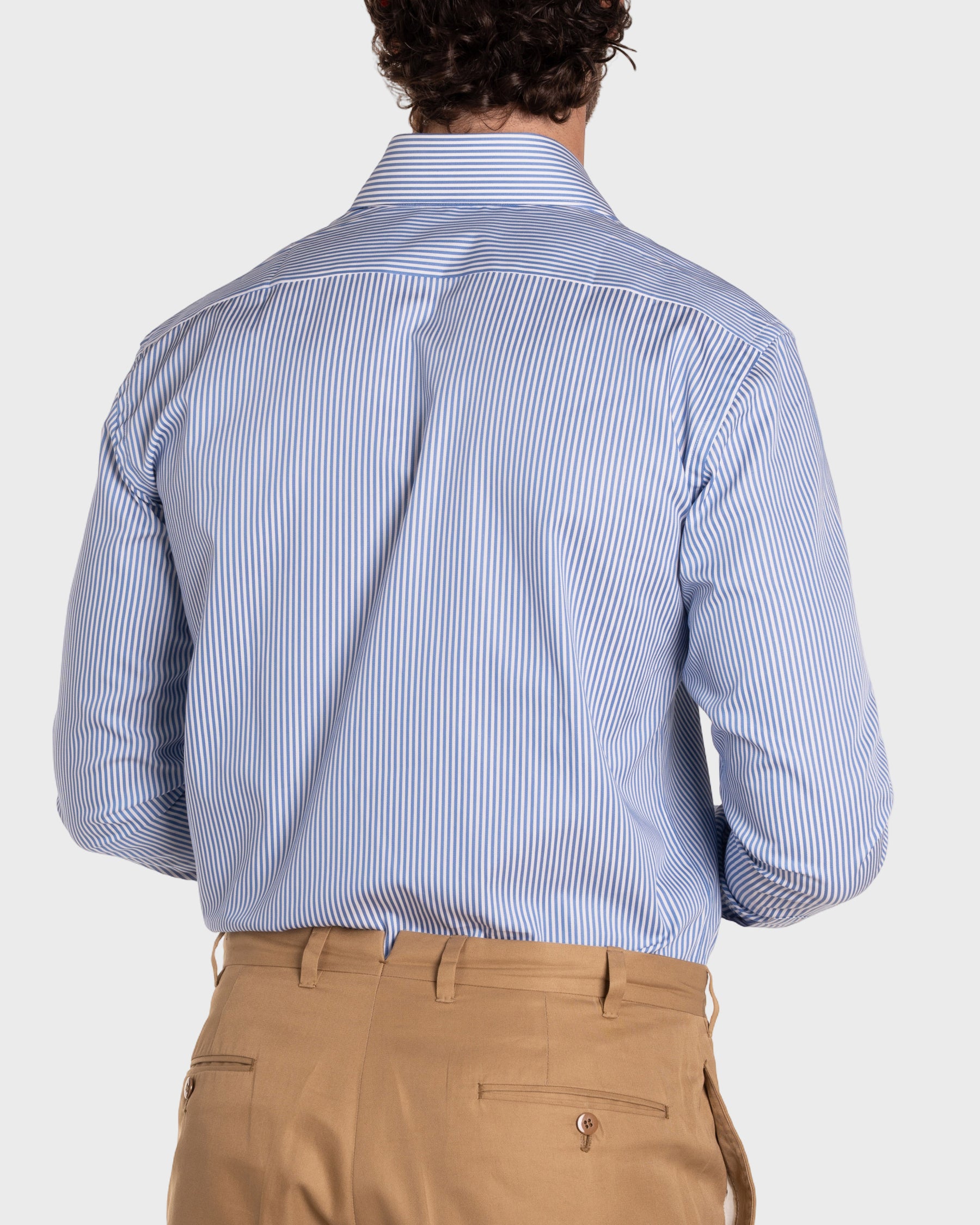 Camicia A Righe Azzurro Satin