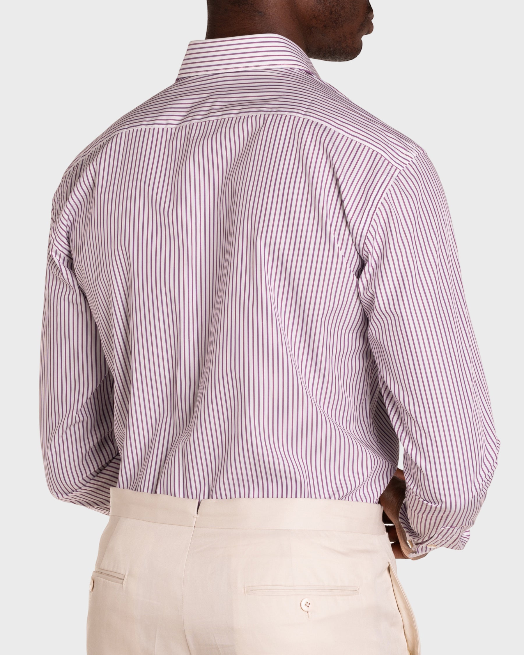 Camicia A Righe Viola Popeline