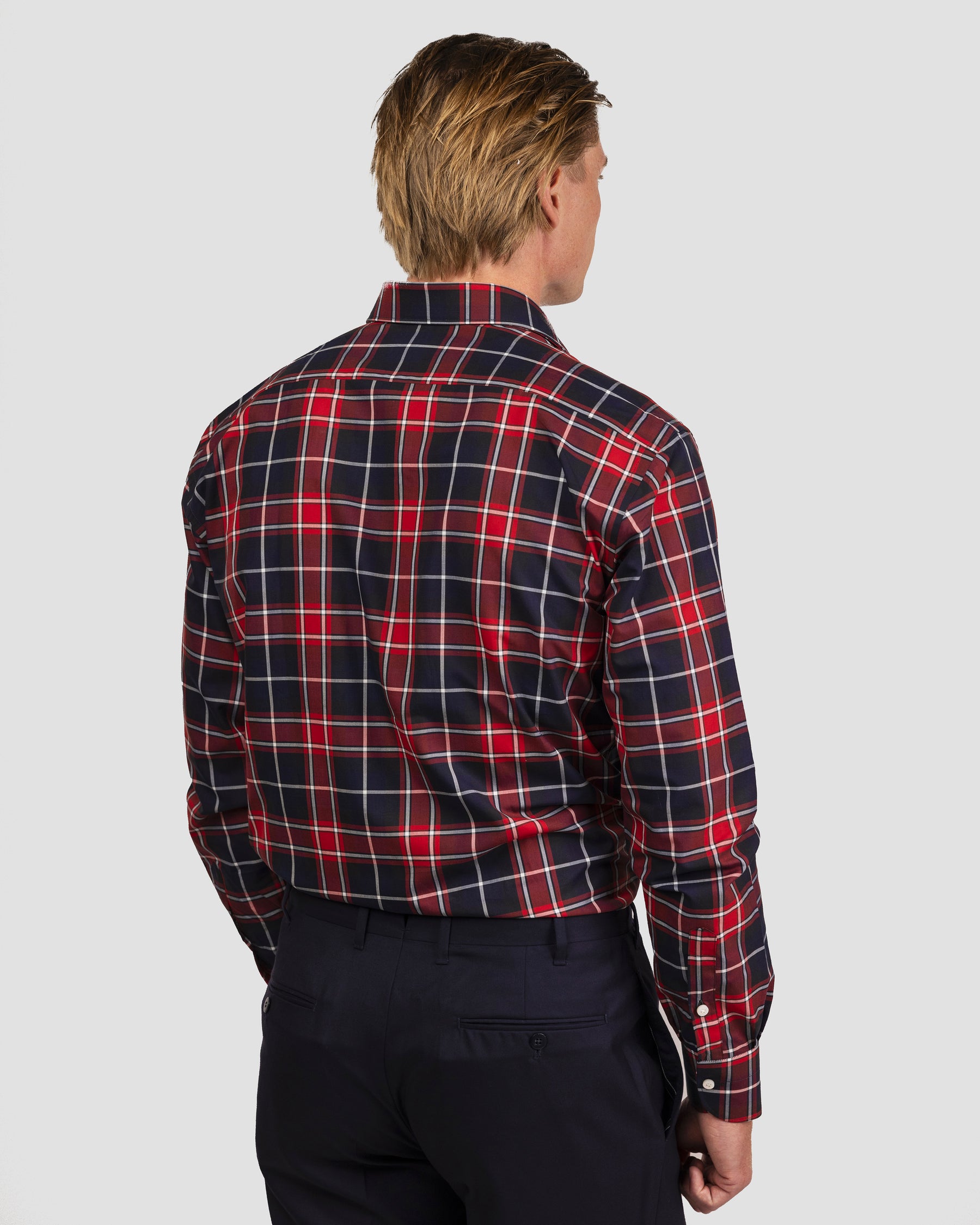 Camicia Quadri Rosso e Blu Signature Popeline