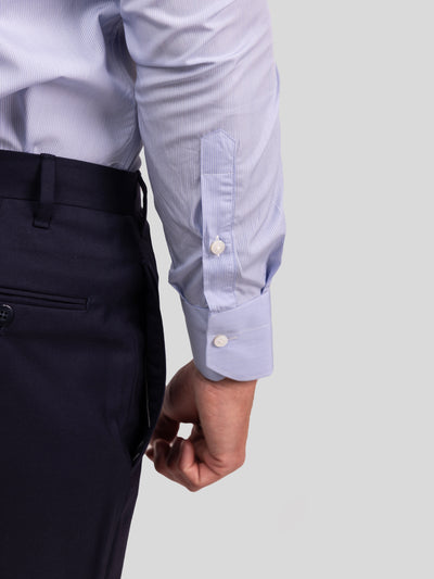 Light Blue Striped Poplin Shirt