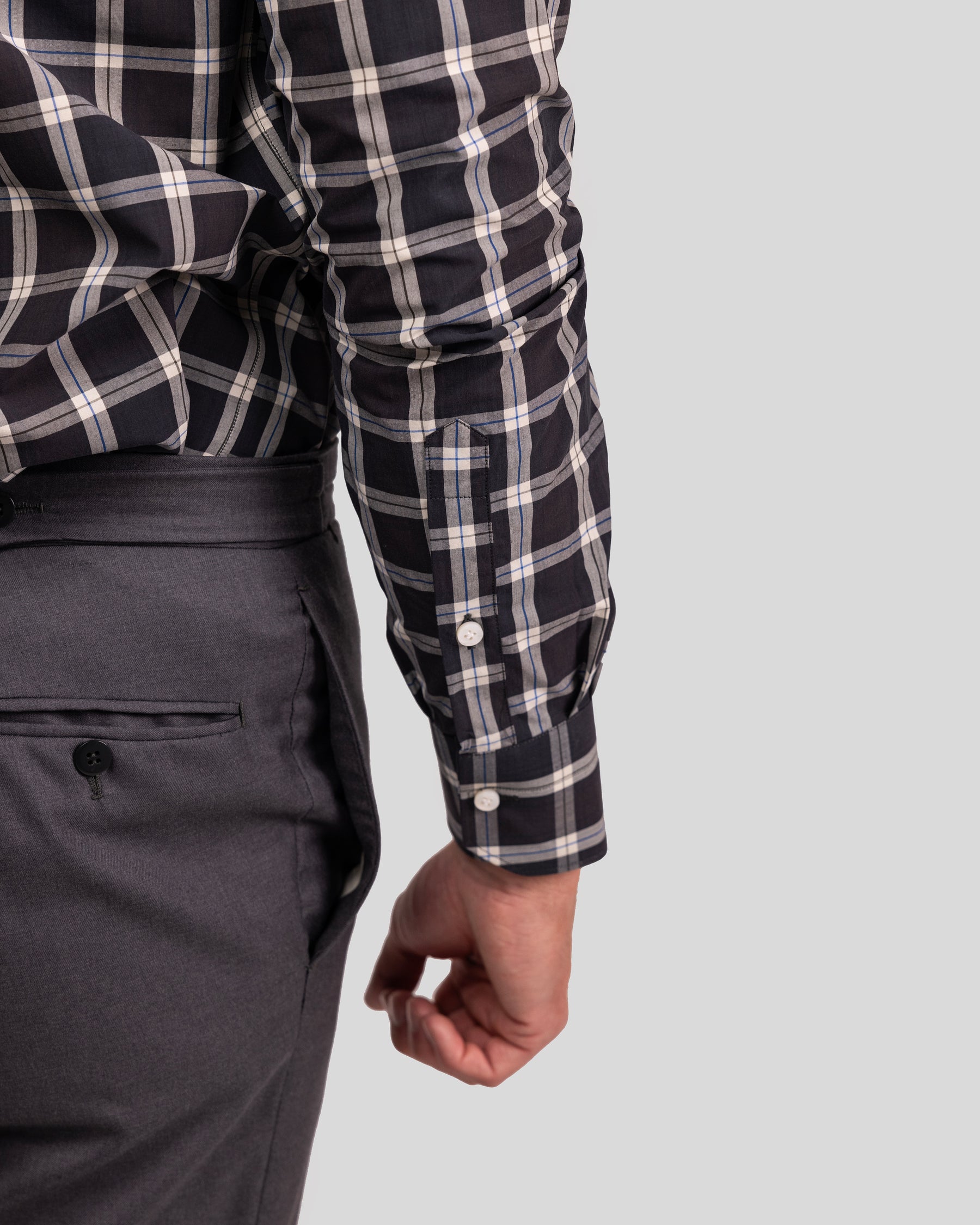 Camicia Quadri Nero e Bianco Popeline