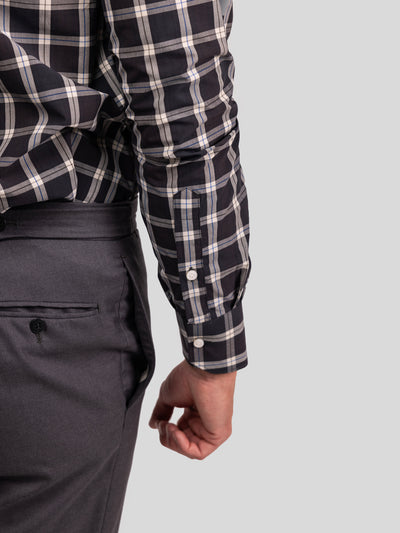 Black and White Checked Poplin Shirt