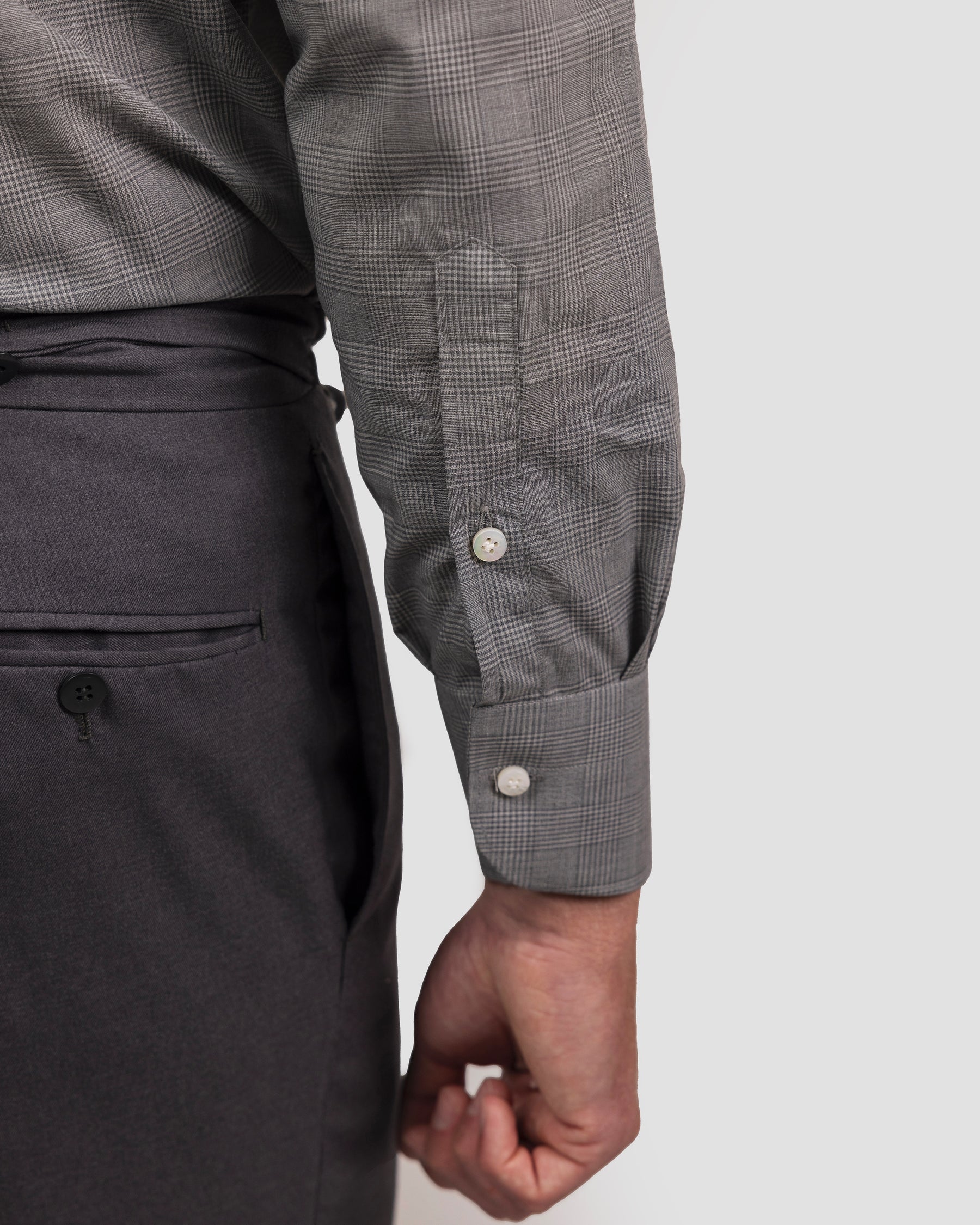 Camicia Quadri Grigio Medio