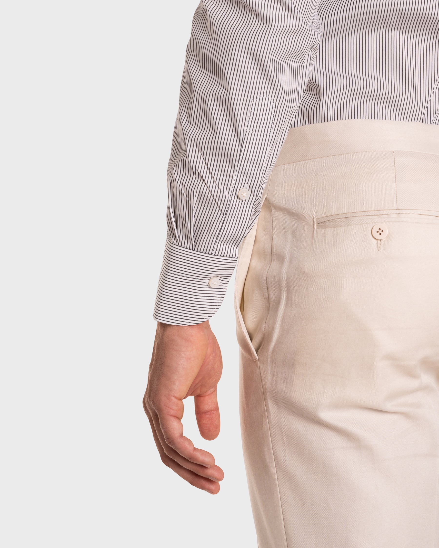 Camicia A Righe Sottili Classica Popeline