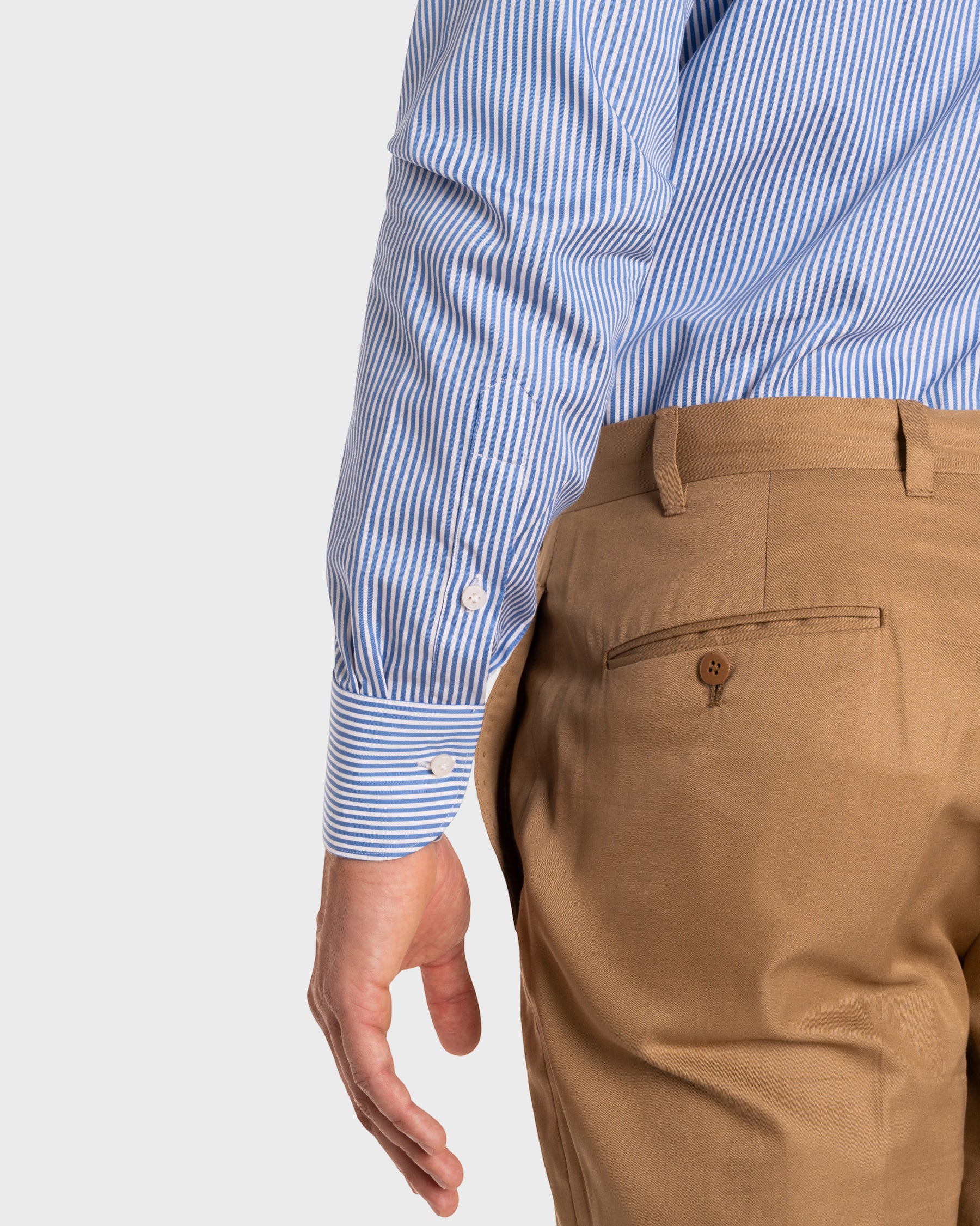 Camicia A Righe Azzurro Satin