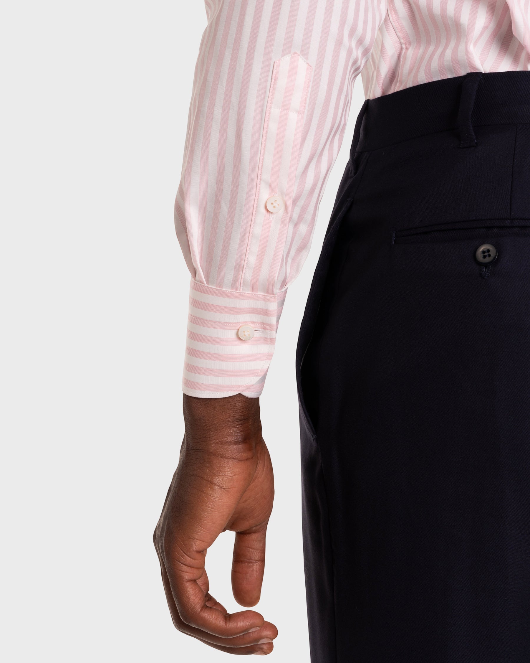 Camicia A Righe Rosa Popeline