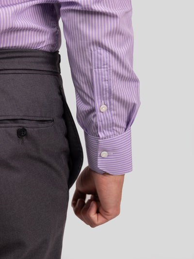 Camicie A Righe Lavanda Popeline