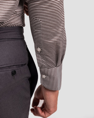 Brown White Jersey Striped Shirt