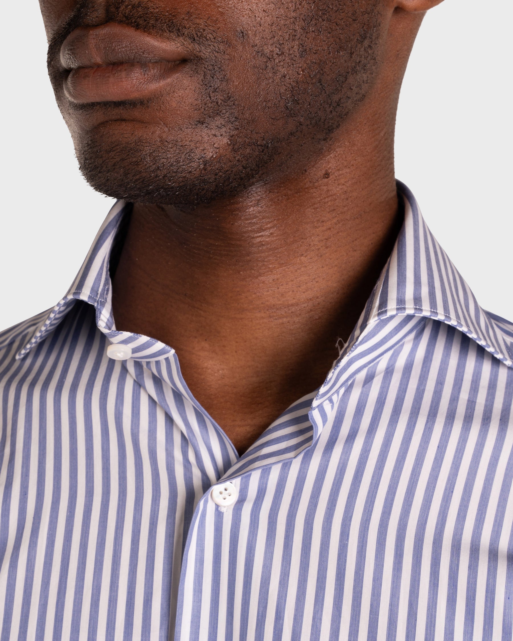 Camicia A Righe Blue Signature Popeline