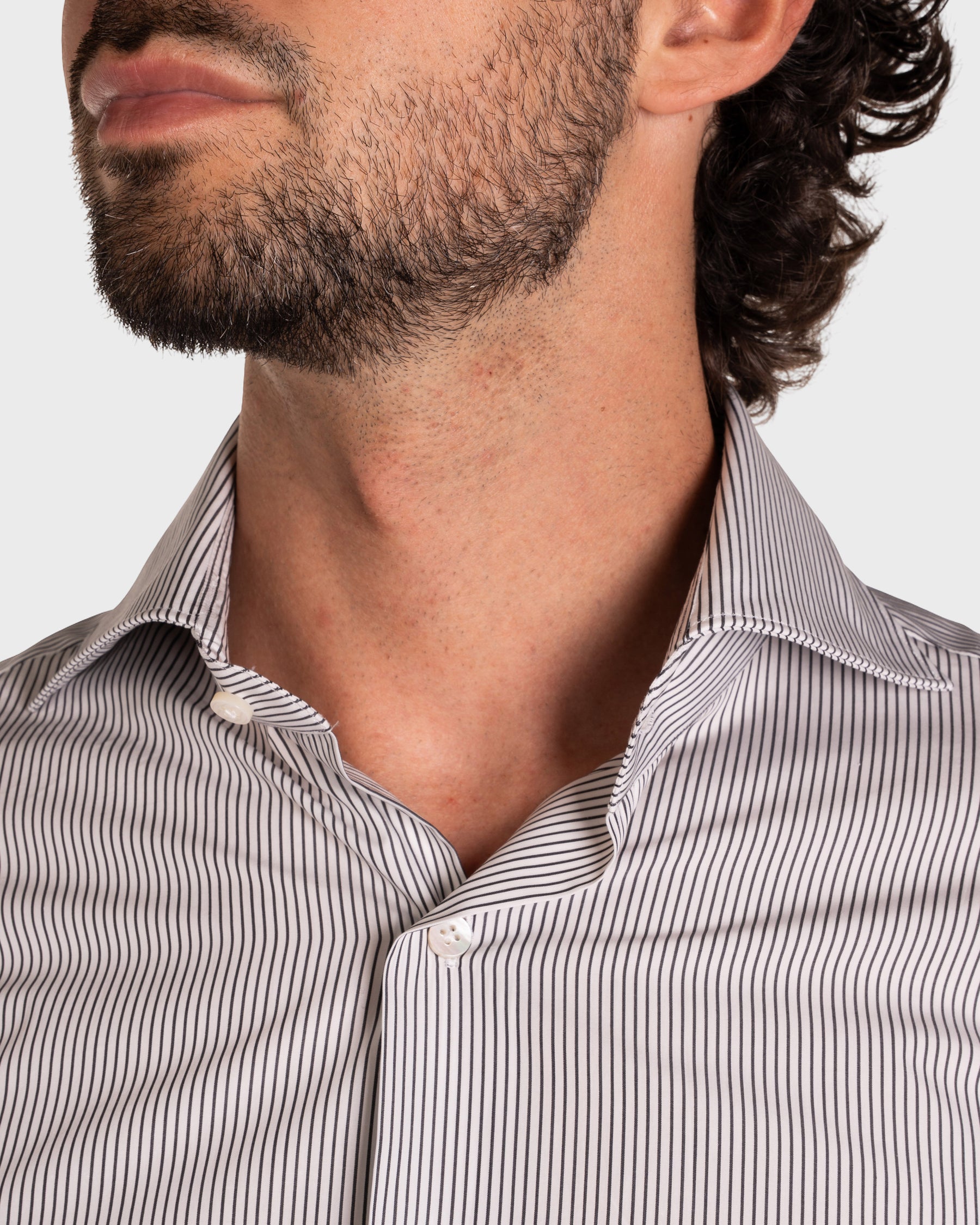 Camicia A Righe Sottili Classica Popeline