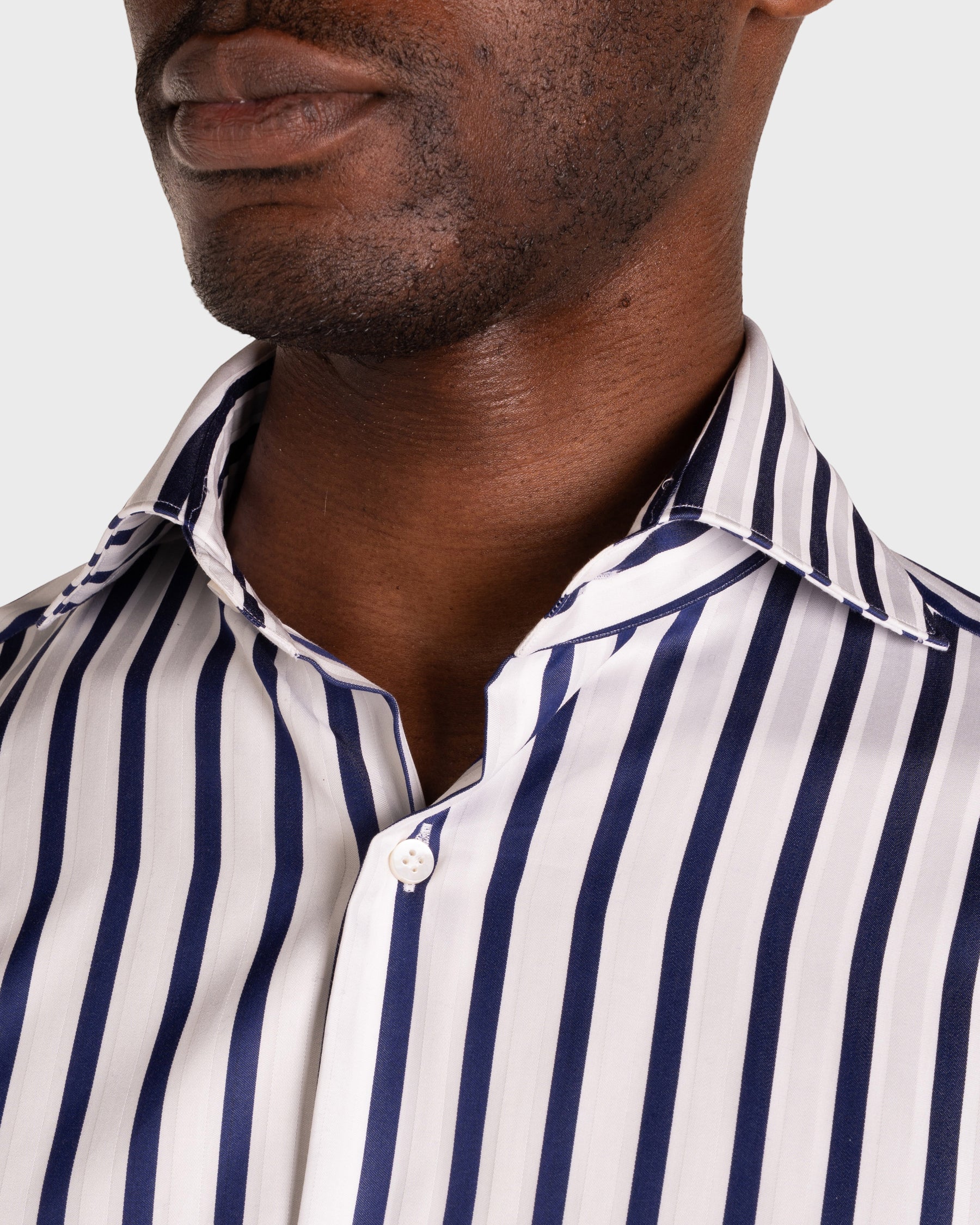 Camicia Righe  Navy Popeline