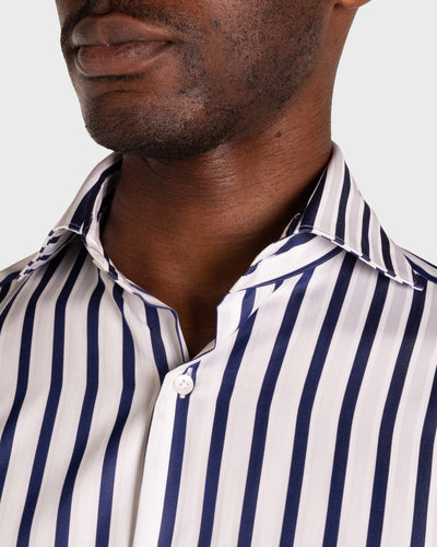 Camicia Righe  Navy Popeline