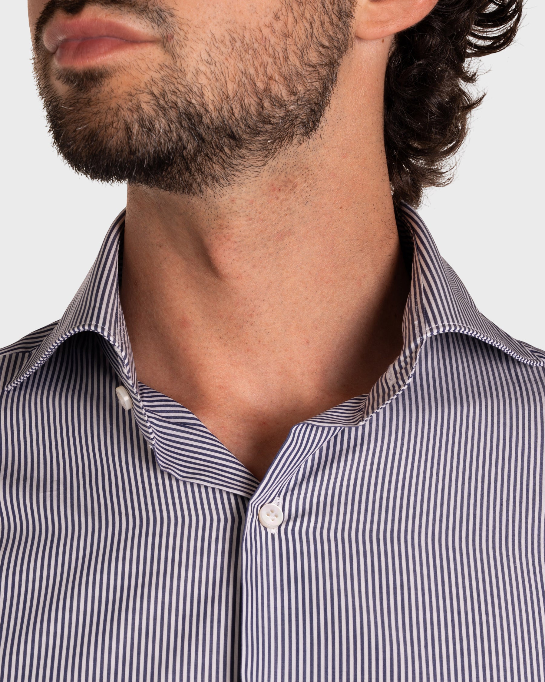 Camicia A Righe Sottili Popeline