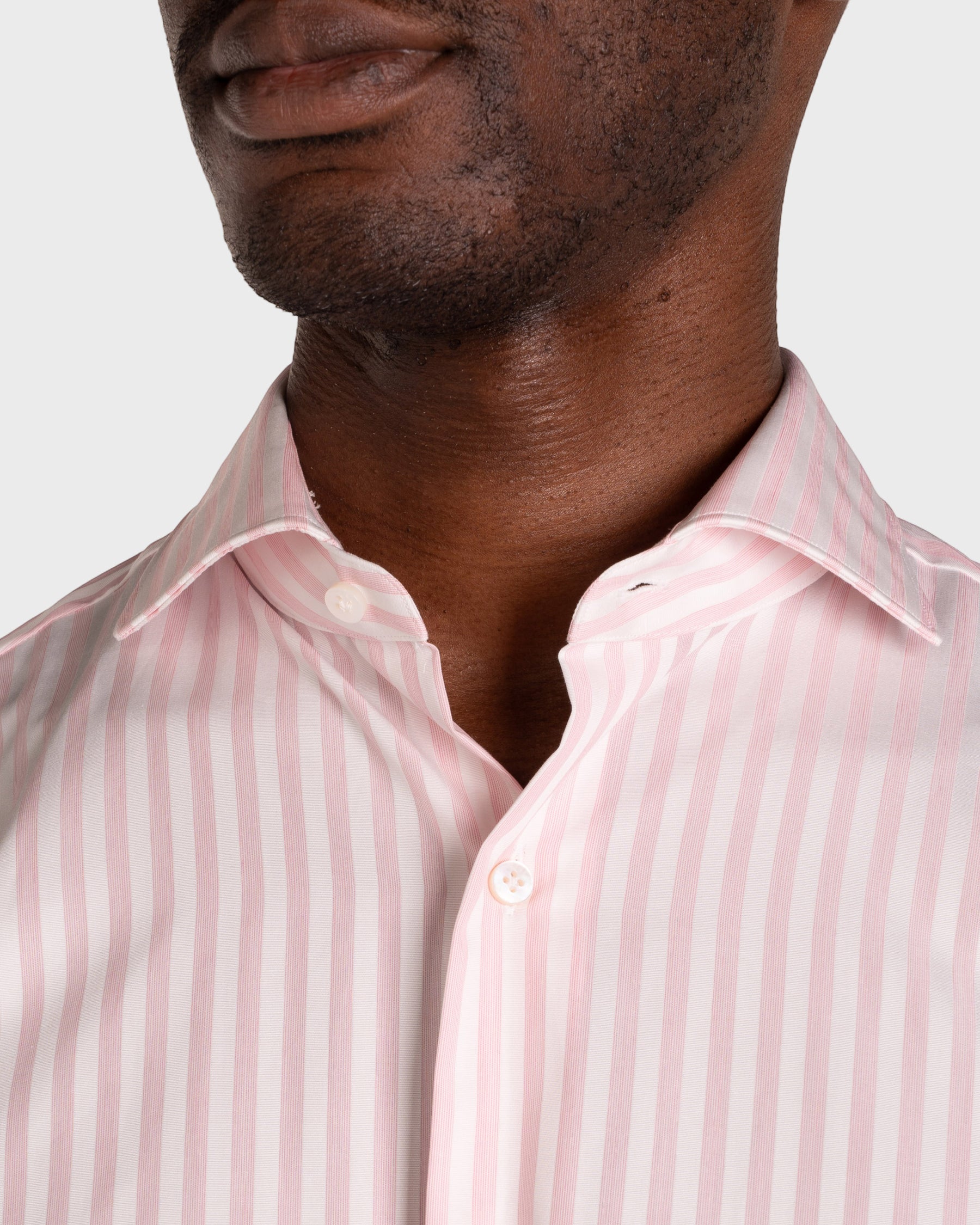 Camicia A Righe Rosa Popeline